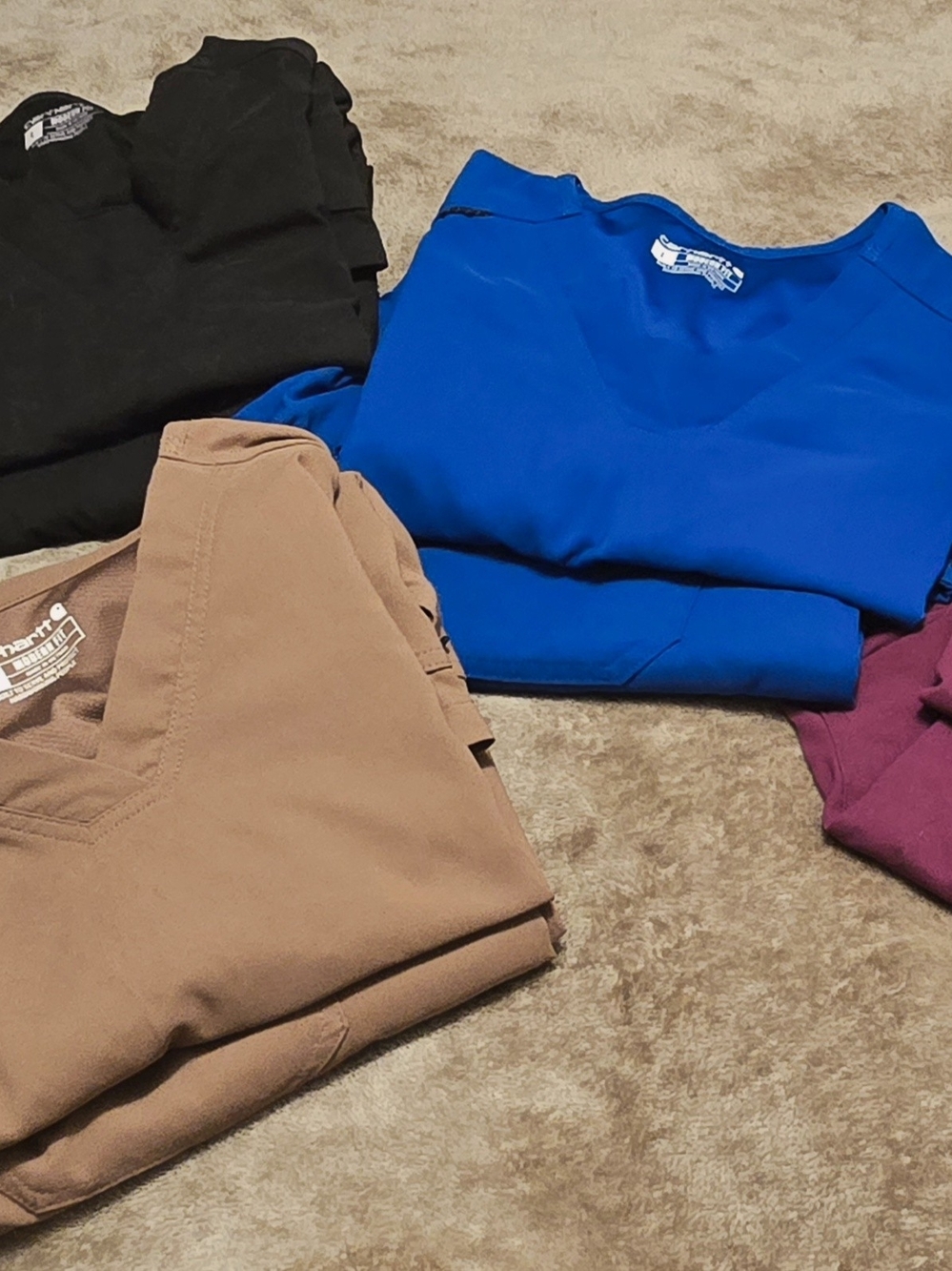 Carhartt Womens V-Neck Scrubs- Blue, Black, Tan, Wine, Gray